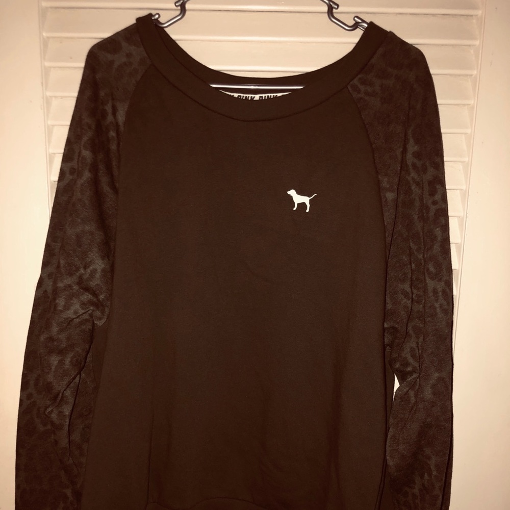 PINK hunter green cheetah print sweatshirt